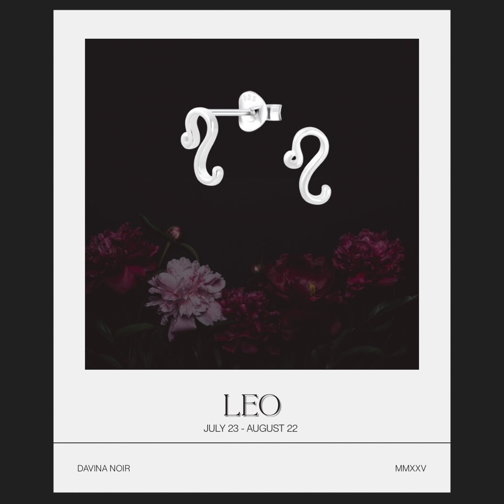 Leo Zodiac 925 Sterling Silver Tiny Earrings